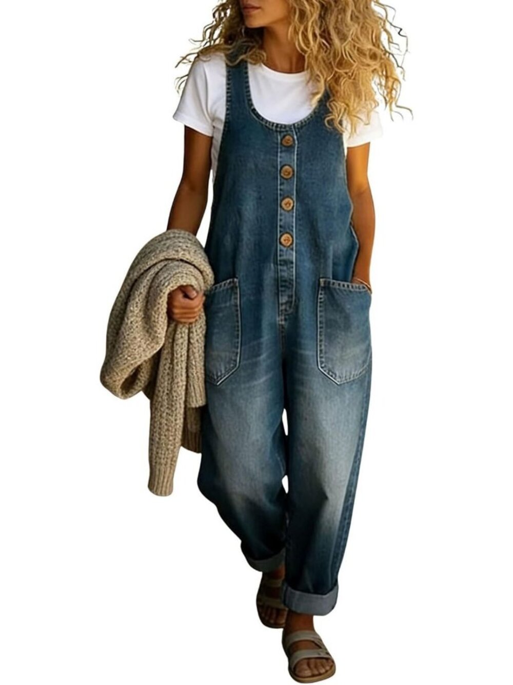Y2K Loose Denim Bib Overalls | Distressed Wide Leg Jumpsuit Pants for Women